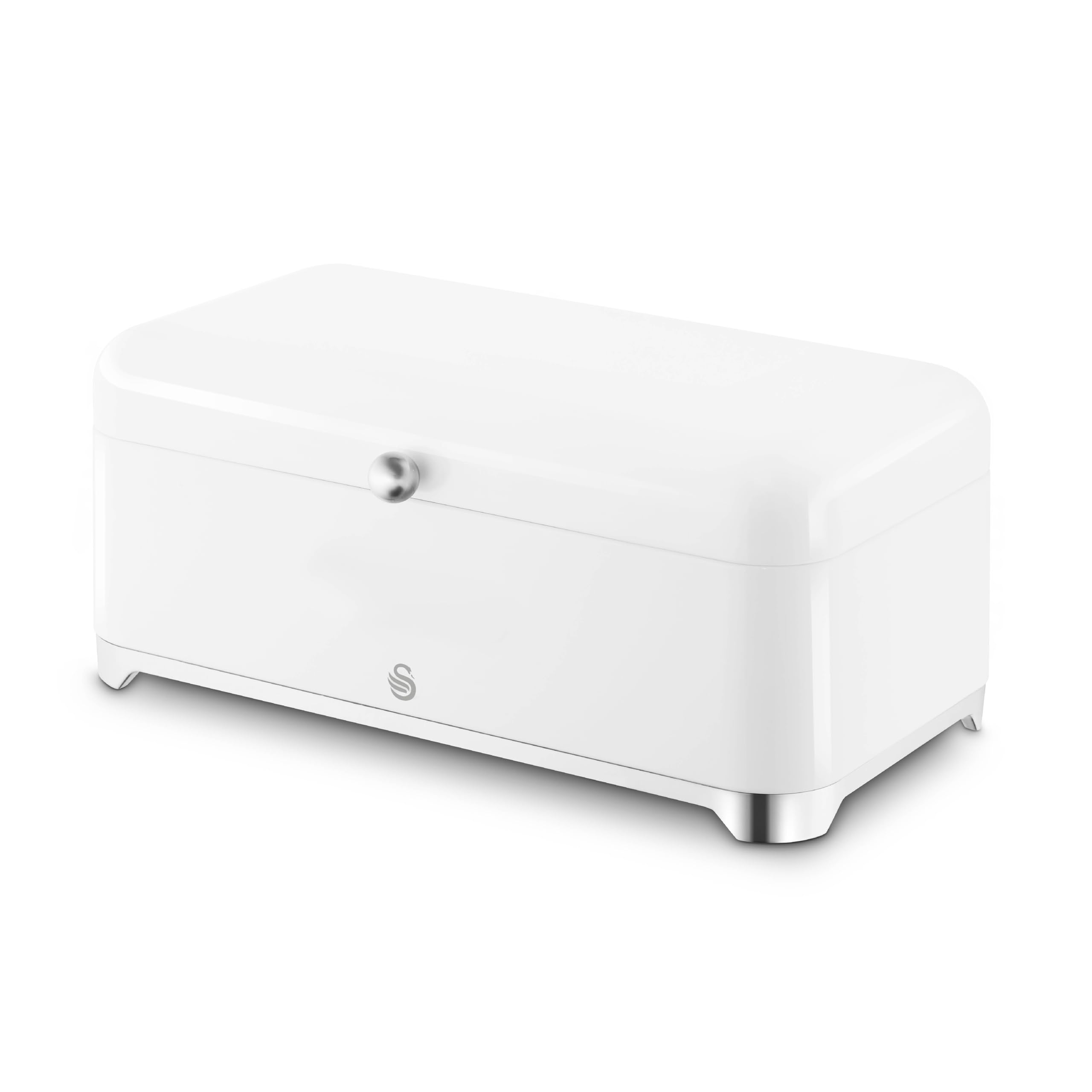 Swan White Solace 16L Bread Bin, Large Capacity, Worktop Kitchen Storage, Suitable For Loaves, Rolls And Bakes, Lift Up Hinged Lid, Easy Clean And Durable, H16.6 X W44 X D22cm, Swka18540wht
