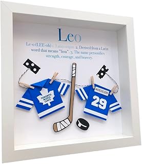 Personalized Name Paper Origami Hockey NHL Toronto Maple Leafs Shadowbox Frame Custom Newborn Baby Shower Gift Nursery Art