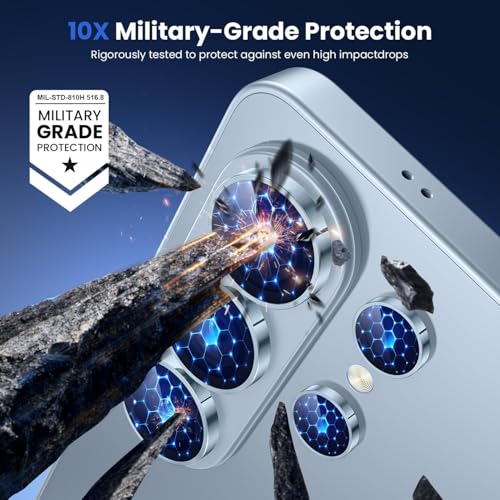 Image of FabeKee Tempered Glass Camera Lens Protector For 9H Hardness, Full Coverage Anti Scratch Camera Metal Ring (S26 Ultra 5G blue)