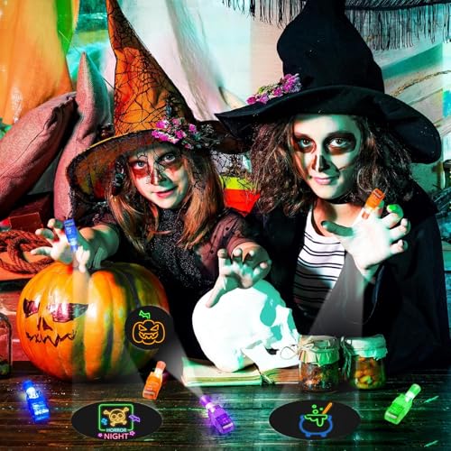 CHENBOOW Halloween Leuchtringe,36 Stück Finger Lampe,LED Fingerlichter,Leuchtende Ringe,LED Bunt Fingerlicht,Fingerring Leuchtringe,für Karneval,Fasching,Mottoparty,Halloween,Cosplay Party