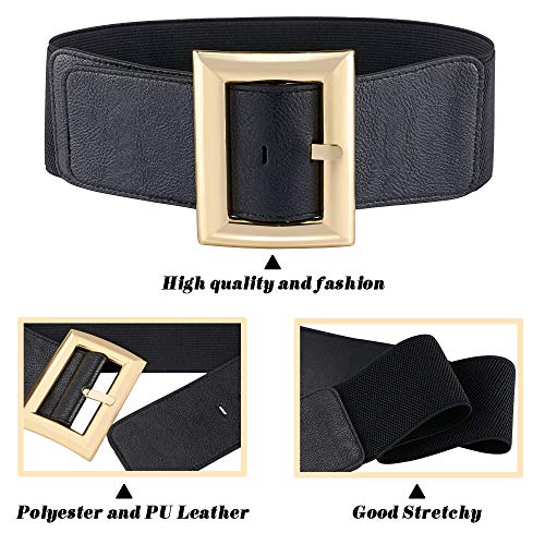 Ayliss Women Wide Elastic Dress Belt Stretch Waist Belt Vintage Fashion Cinch Belt Buckle Retro PU Leather Waistband Cosplay4