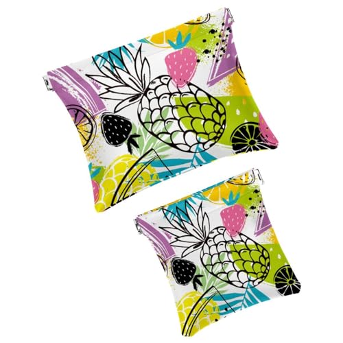 Piccola borsa cosmetica tascabile da viaggio per trucchi da senza cerniera mini astuccio per trucco a chiusura automatica per donne e ragazze arte astratta dipinta con pennelli