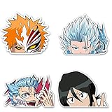 4 Pcs Car Stickers and Decals Skateboard Vinyl JDM Car Accessories Automotive Ichigo Book Bleachs Bike Vinyl Label Removable Waterproof Funny Water Bottle Luggage Bumper Stickers Windshield Window G