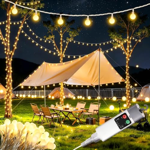 Joomer Camping String Lights 33FT 100LED Rechargeable Globe Warm White
