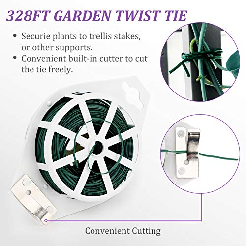 Ceed4U 6 Packs 39 Inches Square Tomato Cages Tomato Trellis Plant Support Folding Plant Cage With 328 Feet Twist Ties, For Tomato Plants, Climbing Plants, Vegetables, Flowers, Fruits, Vine #TOP1