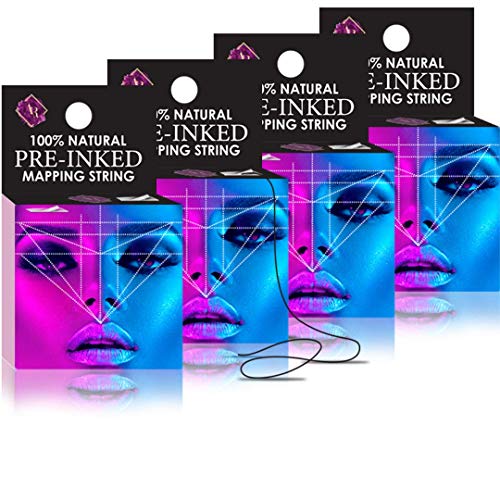 Eyebrows LA-Tattoo/Microblading Supplies, Premium Pre-Inked Mapping String for Eyebrows. Hypoallergenic Mess-Free Bamboo Charcoal Measuring Tool for Permanent Make-Up/Microblading Kit (4 Pack)