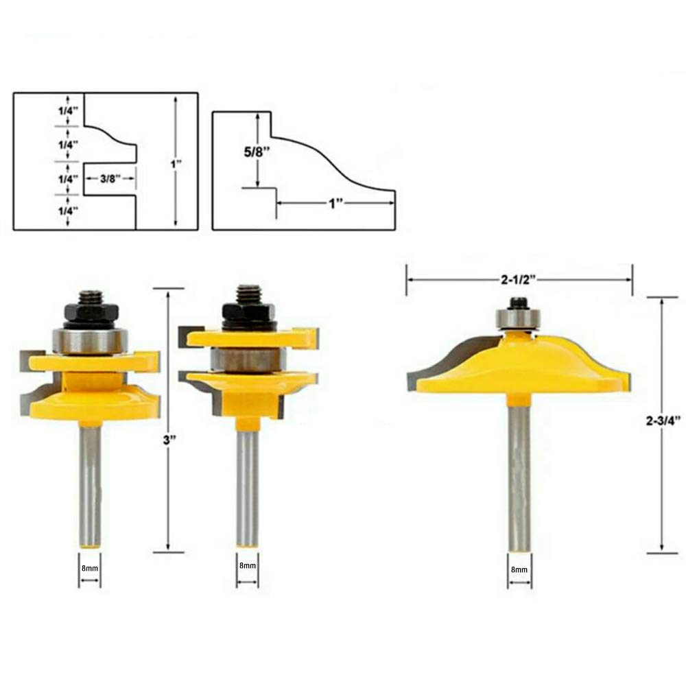 Hyuduo 15 Pezzi Frese Per Legno Con Codolo Da 8 Mm - Set Di Fresatrici Per Pannelli MDF, Truciolare E Legno Massello, Taglio Netto