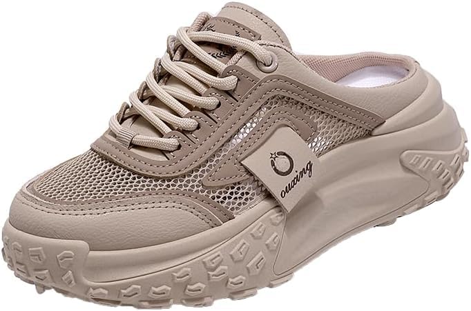 Women's Fashion Platform Slippers, Platform Thick Sole Mule Sneakers, Casual Mesh Sandals, Versatile Thick Sole Flats, Breathable Summer Outdoor Shoes