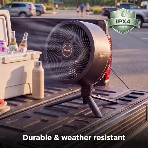 Image of Shark FlexBreeze 2-in-1 Fan with Misting Attachment, White, FA222WH | Corded /Cordless, Pedestal to Tabletop, up to 24-Hr Battery, up to 70 Ft of Power, 5 Speeds, with Outdoor Misting Attachment