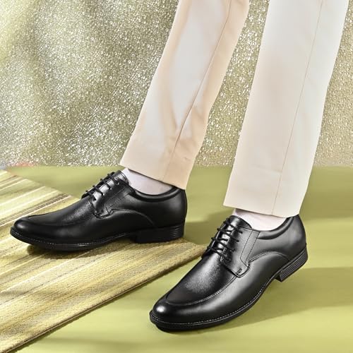 Image of Blue Leather by Centrino Genuine Leather Men's Loafer Shoes | Lightweight Lace-Up Derby Office Wear Oxford Shoe with Cushioned Insole for Meeting,Interview,Wedding, Party,College (4094)