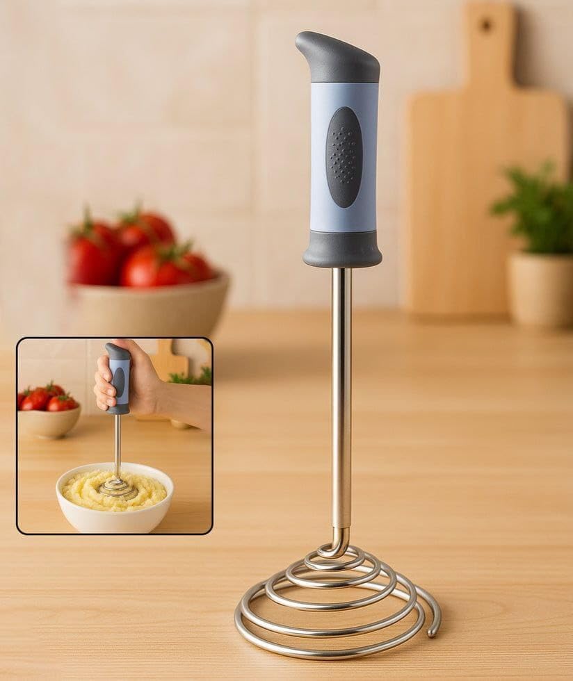 Image of Spring O'Masher Heavy Duty Stainless Steel Potato & Vegetable Masher | Strong Grip Handle Hand Masher for Pav Bhaji, Baby Food, Dal & Fruits | Durable Kitchen Masher Tool