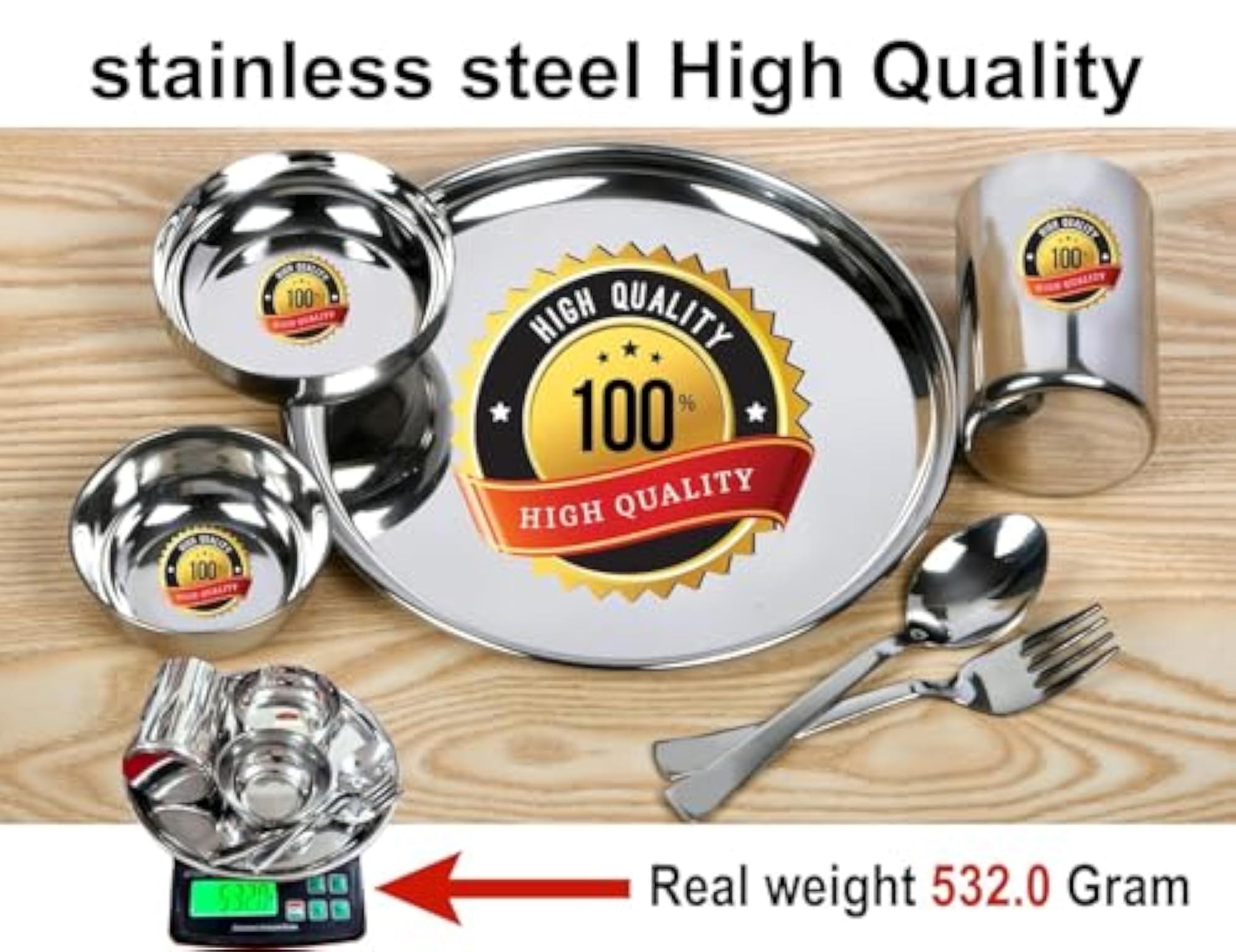 Personalized Stainless Steel Kids Dinner Set, 6 Piece