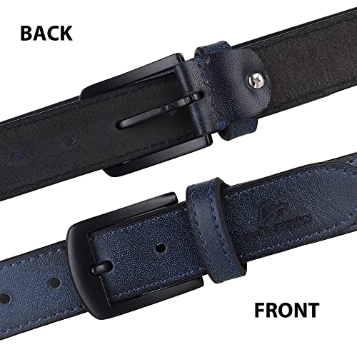 Image of Genuine Leather Belt for Formal, Casual & Jeans Wear, belt for Mens /Boys. Color - Tan /Blue||CSBL-06||