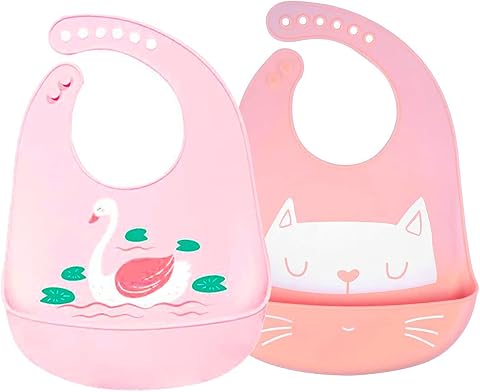SLOSH Baberos Bebé Impermeables Silicona Flexible Suave de 6 Meses a 6 Años Grande Ajustable Waterproof