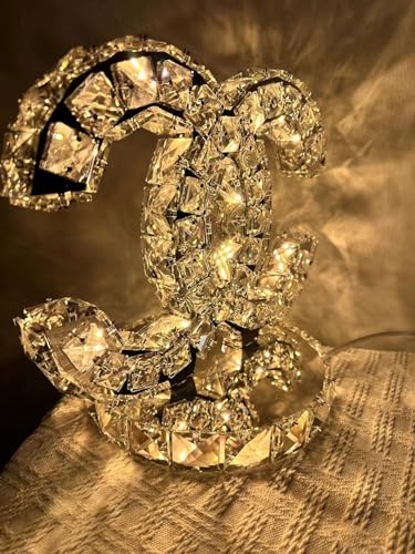 DOREVIA K9 11.8" Crystal Table Lamp, Modern LED Bedside Lamp