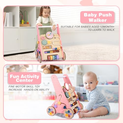 LOL-FUN Wooden 10in1 Push-Along Toddler Walker