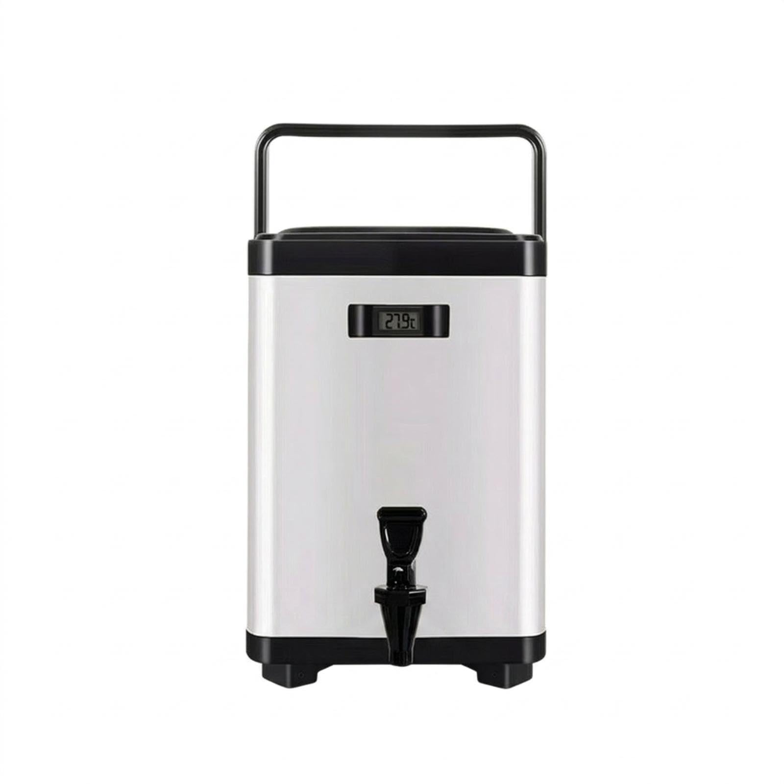 Beverage Dispenser with Thermometer Stainless Steel Beverage Dispenser with Faucet Square Bucket for Restaurants, Breakfast Counters White 10L with Thermometer-image-26