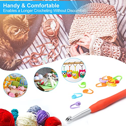 Image of Vodiye Professional Extra Long 9mm Crochet Hooks, Ergonomic Handle Set for Beginners and Experienced Lovers