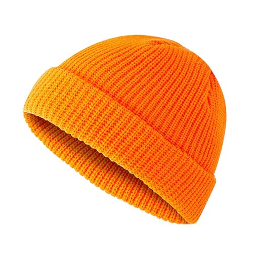 OneChance Berretto lavorato a maglia per uomo e donna, morbido berretto invernale, caldo, berretto unisex per inverno e autunno, Colore: arancione., 56/58 IT