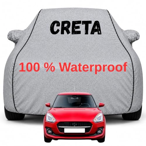Image of Durable Full Body Waterproof Creta Car Cover | Premium Polyester Silver Cover | Custom Fit Vehicle Protection | UV Resistant, Dustproof, Scratch Resistant, Heat & Wind Protection