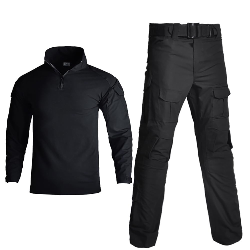 Conjunto de ropa táctica de camuflaje para hombre, camisa de manga larga + pantalones, múltiples bolsillos, táctica, airsoft, senderismo, caza, camping, exterior, uniforme militar de rana