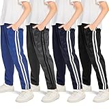 Resinta 4 Pack Boys' Fleece-Lined Open Bottom Sweatpants Boys Athletic Active Jogger Pants with Pockets and Drawstring