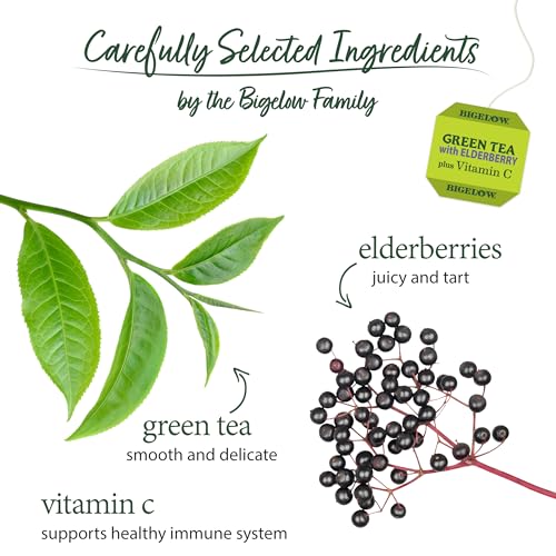Image of Bigelow Tea Green Tea with Elderberry Plus Vitamin C, 18 Count (Pack of 6)