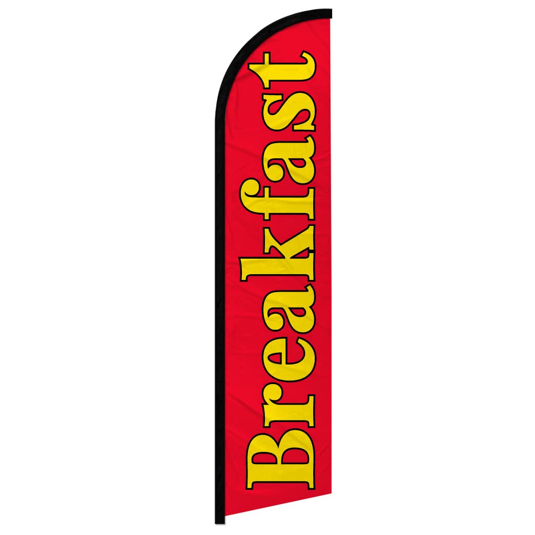 Breakfast Windless Full Sleeve Banner Swooper Flag - Perfect for Businesses, Stores, Shops, etc