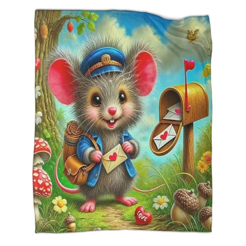 Plaid lit Souris 3D couverture chaude microfibre pour voyage et soirées canapé - 3