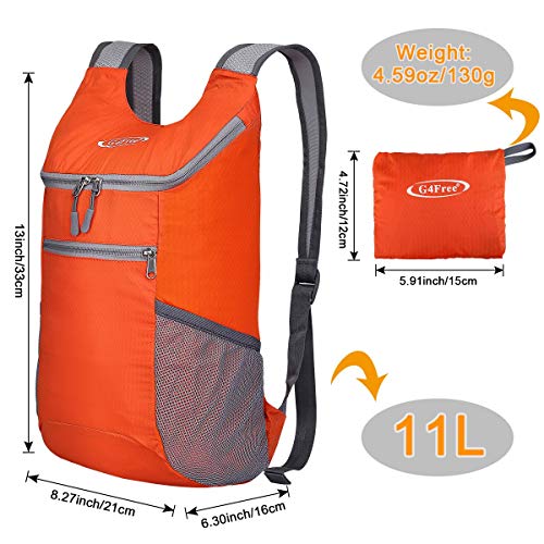Image of G4Free Lightweight Packable Hiking Backpack for Men Women Small Hiking Daypacks Foldable Shoulder Pack Casual Outdoor Bag 11L
