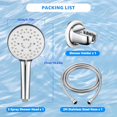 Watersong WS-054100CP-5S Shower Head With Handheld, 3 Spray Mode High Pressure Handheld Shower Head With 79 Inch Extra Long Stainless Steel Hose & Adjustable Bracket thumb #5