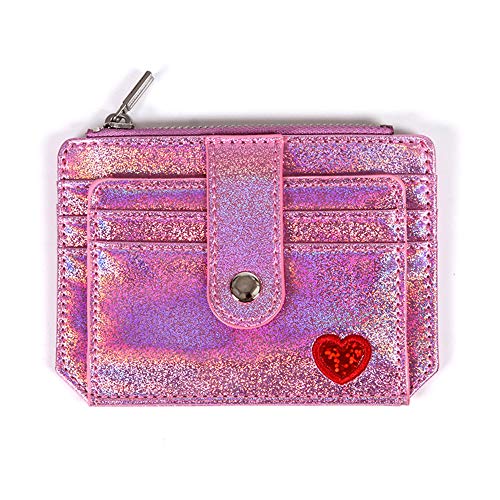 Fida&Moon Glitter Girl Small Wallet RFID Blocking Coin Purse Clip Card Holder (Glitter Silve)3