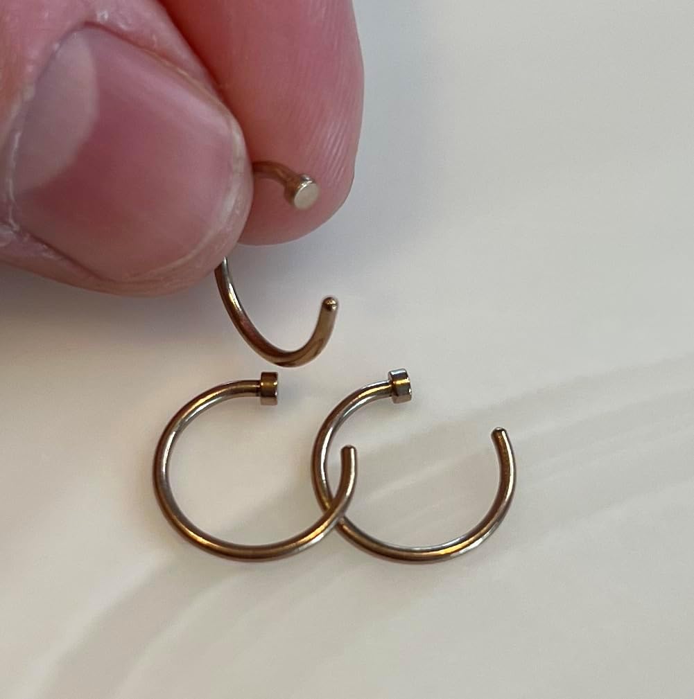 Rose Gold Flat Disc Nose Hoop 316L Surgical Steel Ring - Image 2