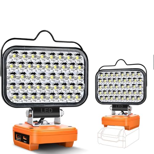 Edtran Lámpara Inalámbrica Con Batería para Einhell de 18 V, 80 W, 8000 lm, Foco LED Brillante, Portátil, para Obras de Construcción, Con Carga USB