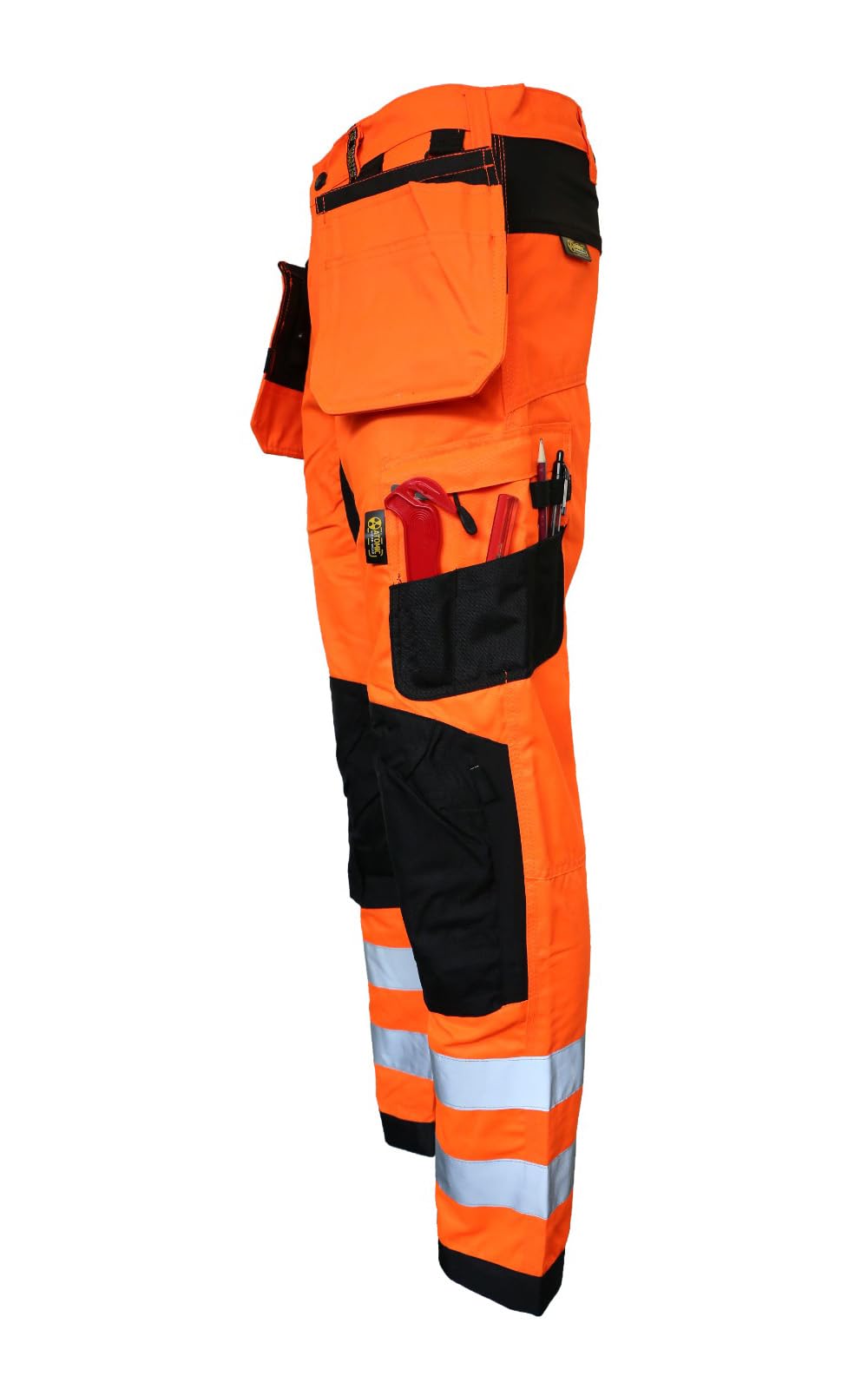 Spodnie robocze Slim Fit Stretch Hi-Vis ze zdejmowanymi kieszeniami na kaburę i kieszeniami na kolana | Nowoczesne spodnie robocze o kontrastowym kroju o wysokiej widoczności