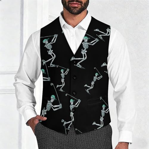 Chaleco de golf para hombre Skeleton casual de corte ajustado y cuello en V 3