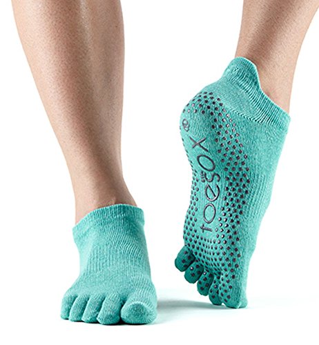 ToeSox Women's Low Rise Full Toe Grip Socks, Aqua, Small ToeSox Women's Low Rise Full Toe Grip Socks, Aqua, Small