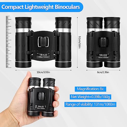 Mini Doppelfernrohr Fernglas 10x22 Kleines Faltbares Fernglas Kompakt Wasserdicht Feldstecher für...