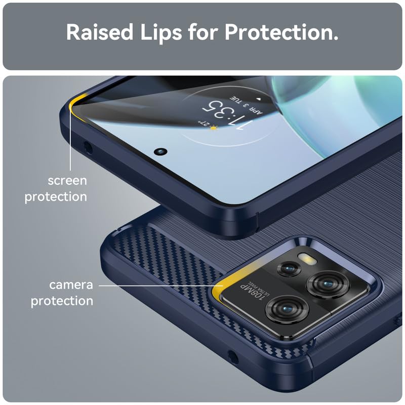 Image of Hybrid Carbon Fiber Back Case for Motorola Moto G72 (Blue)