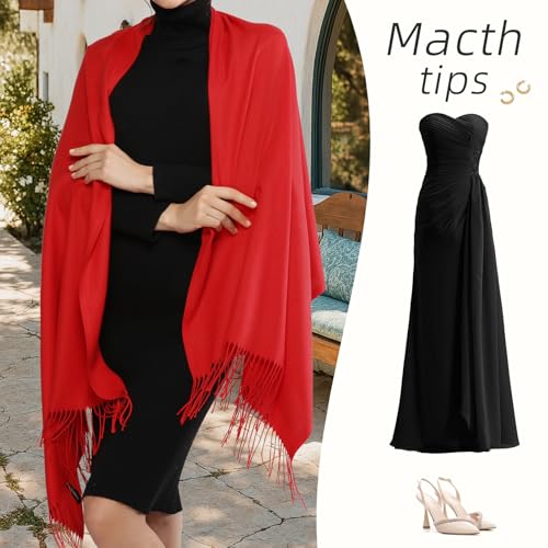 Image of RIIQIICHY Women's Fringe Shawl Wrap Pashmina Scarf for Wedding Evening