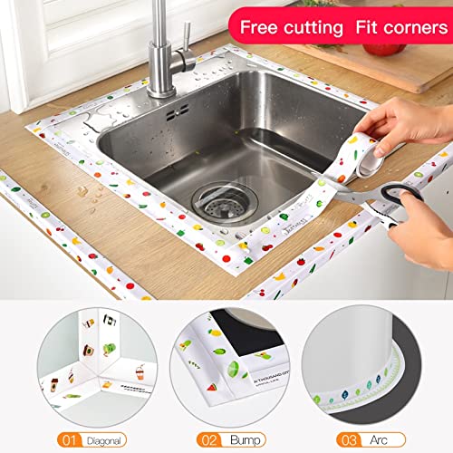 Image of Kitchen Sink Platform Sticker Bathroom Corner Tape Waterproof Self-Adhesive Kitchen Caulk Tape Bathroom Basin Decorative Trim Wall Caulk Strip Toilet Sealant Tape (1pcs)