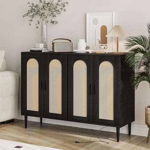 Garveehome 5AIZVO_UCWICXEGB_VMIPAKSYXP5G Sideboard Buffet Cabinet, 4 Rattan Doors Accent Storage Cabinet thumb #4