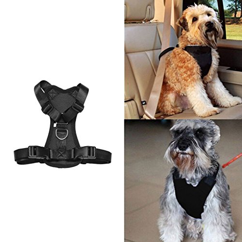 FakeFace Pet Dog Soft Mesh Padded Adjustable Flexfit Car Automotive Seat Safety Strap Vest Harness Vehicle Seatbelt Lead Leash Clip Training Halter Travel for Small/Medium/Large Dogs Cats