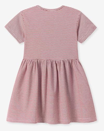 Image of Girls Cotton Long Sleeve Casual Cartoon Appliques Striped Jersey Dresses