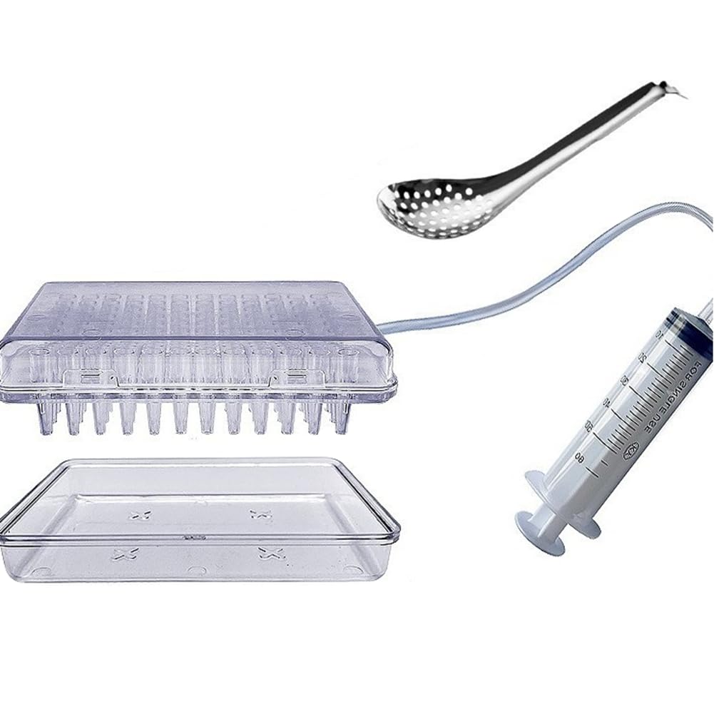 IJSDNVJNDX Caviar Maker Box with Fish Roe Generator, Molecular Gastronomy Kit, Sauce Dispenser Strainer Tool Caviar Spoon Set