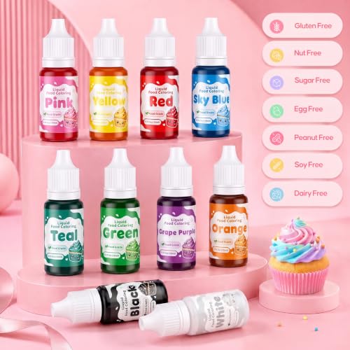 Image of Food Coloring 10x10ml Set for Baking Cake Halloween Fondant