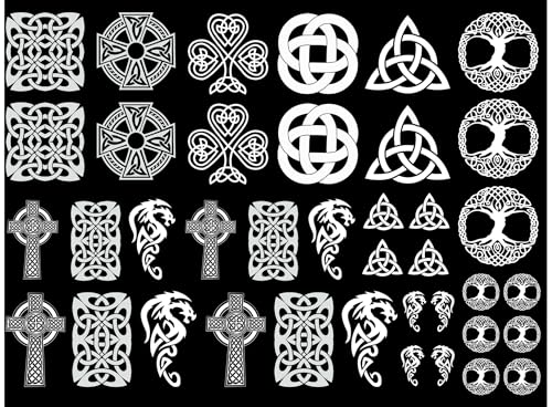 Celtic Knot Fun 39 pcs White Fused Glass Decals