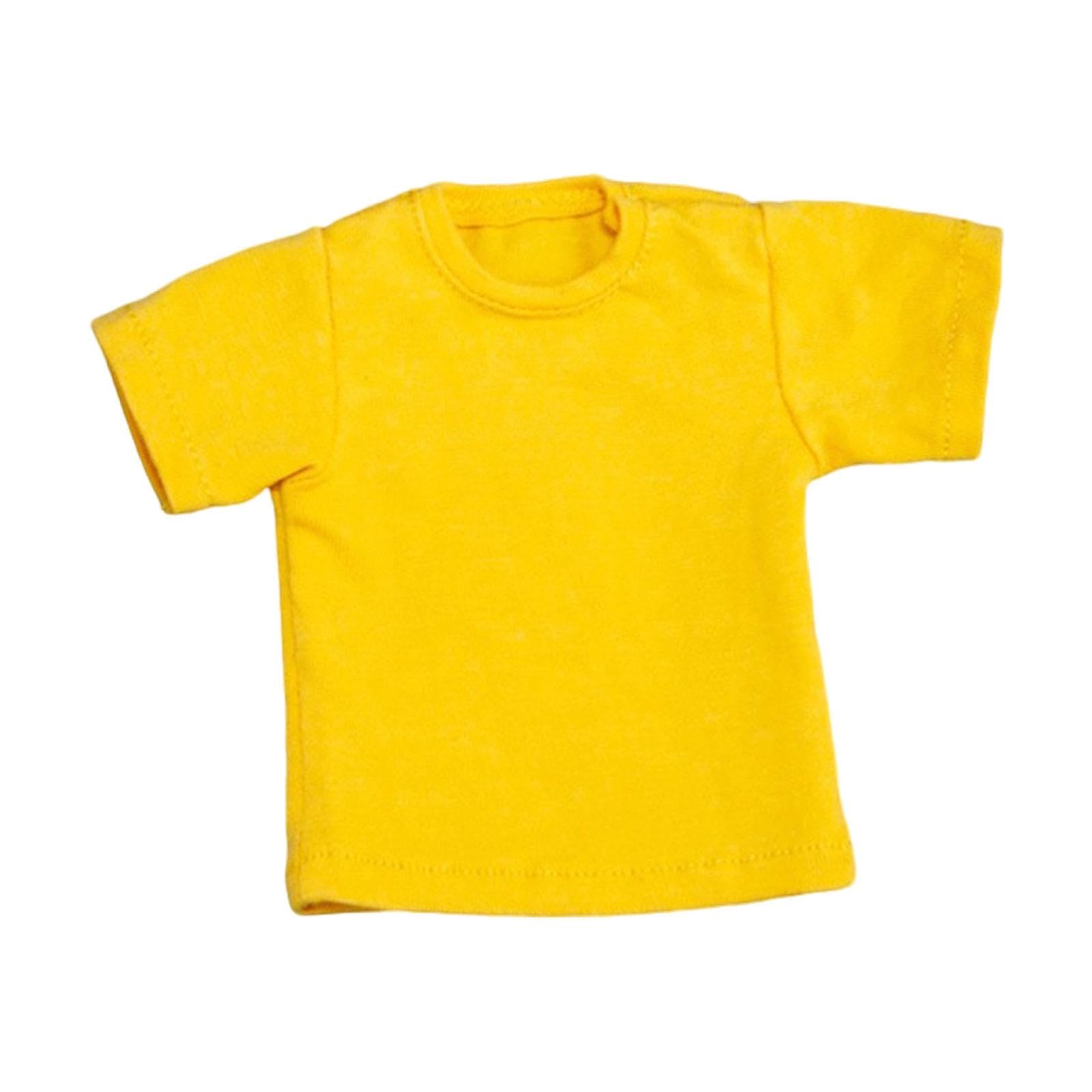 Yunhgft 1/6 Scale Figure Doll Clothes Outfits T-shirt Mini Short Sleeve Handmade for 12 Inch Male Female Collectable Action Figures, Yellow