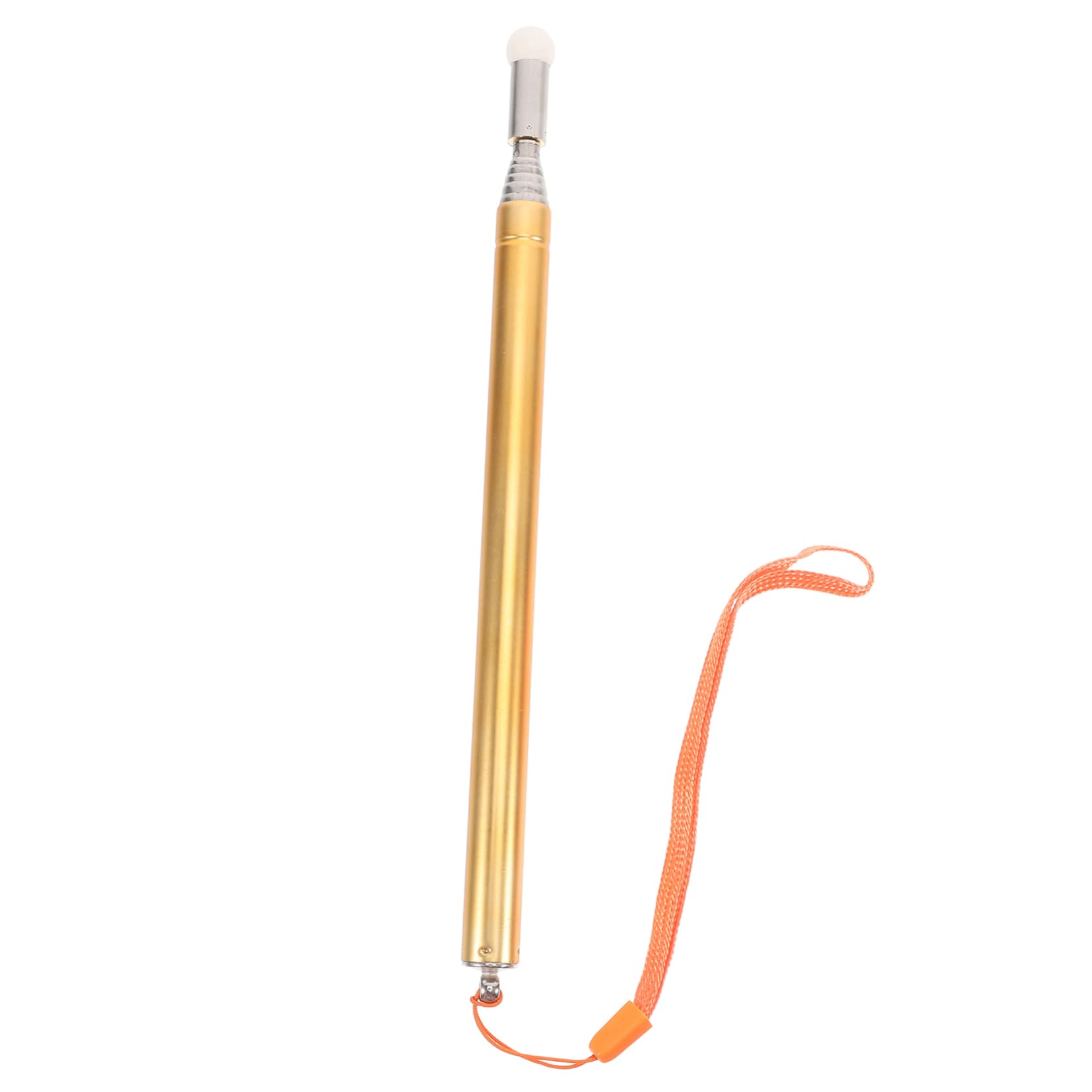 HOMSFOU Telescopic Stainless Steel Pointer for Classroom Presentations Retractable Handheld Teaching Tool Soft Tip for Screens Golden Color for Teachers and Students