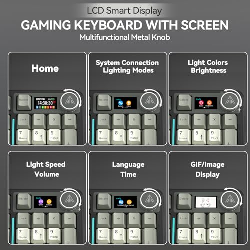 Image of SOLAKAKA A99 Pro Wireless Mechanical Keyboard with LCD Screen & Metal Knob, 2.4GHz /BT5.0 /USB-C, RGB Backlit Gaming Keyboard, Hot Swappable, Creamy Keyboard with Gasket Structure, for Win /Mac